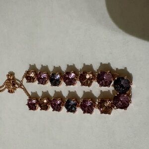 Chic Purple and Gold Crystal Bracelet